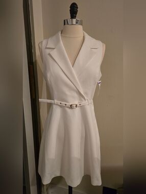 French Connection Azra Belted Sleeveless Twill Minidress Size 4